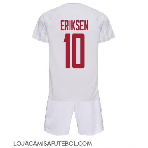 Camisa de Futebol Dinamarca Christian Eriksen #10 Equipamento Secundário Infantil Mundo 2022 Manga Curta (+ Calças curtas)
